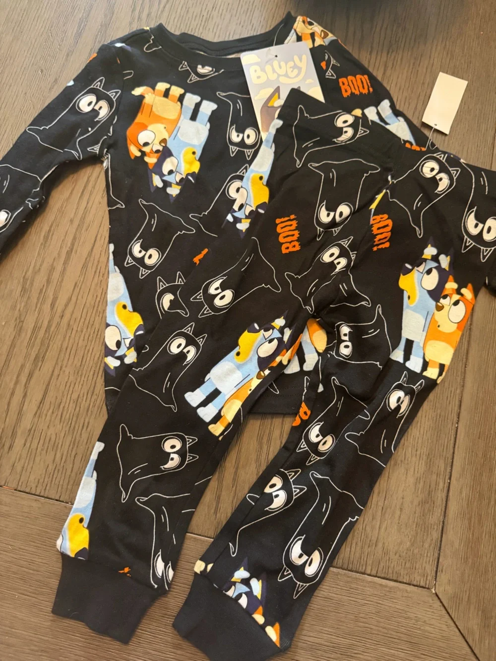 Bluey Black Halloween Ghost & Dog Print Leggings 2 piece size 2T pajamas
